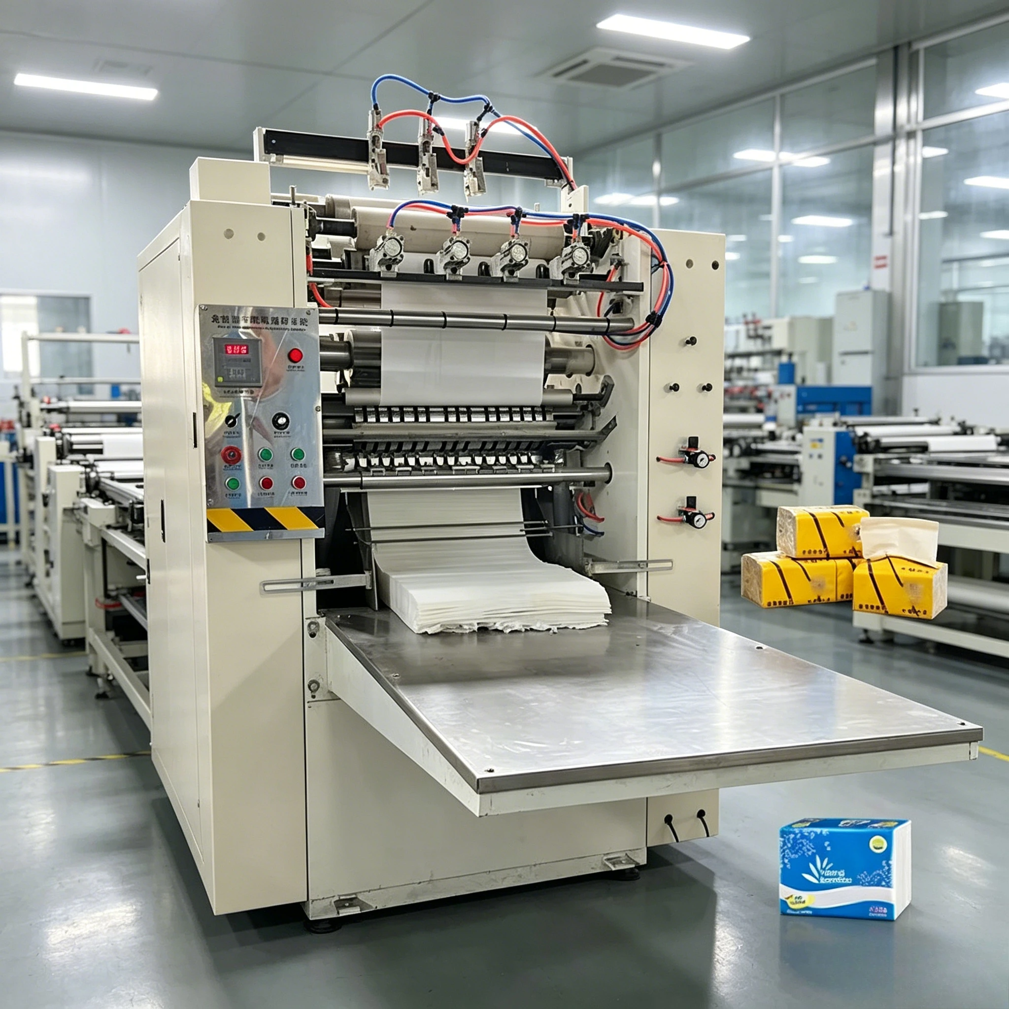 4 Lines V Fold Full Automatic Laminated Facial Tissue Paper Making Machine High Speed Facial Tissue Production customized