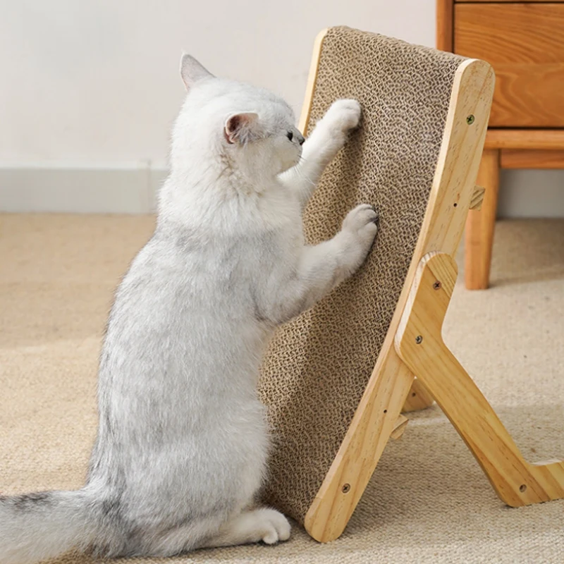 Pet Scratcher Wooden Pet Scratch Board Bed Scratching Pad Pet Toys Grinding Nail Scraper Mat Training Grinding Claw Easy To Use
