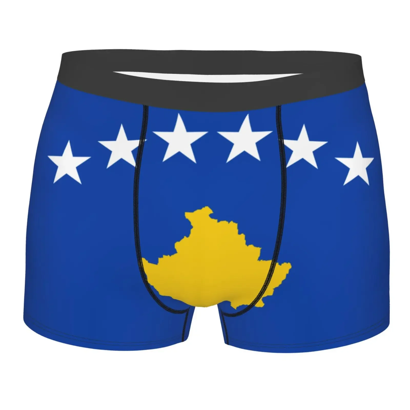 Flag Of Kosovo Pattern Men Printed Boxer Briefs Underwear Highly Breathable Boxer Shorts Panties Breathable Underpants For Homme