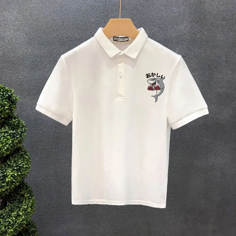 

Plain Mens with Collar T-shirt White Print Fashion Wholesale Loose Summer Casual Basic Tee Cheap Tops Xl Music Male Polo Shirts