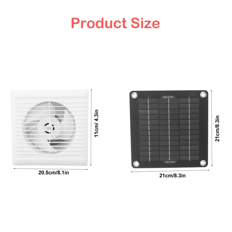 Imagem -02 - Painel Solar Alimentado Ventilador Polegada Mini Ventilador de Exaustão Solar para Cão Frango Casa Estufa rv Carro Ventilador Carregador 12v 30w