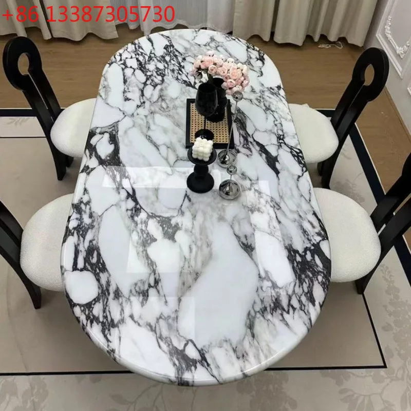

Французский ретро-обеденный стол из мрамора, простой, элегантный, класса люкс, для дома.