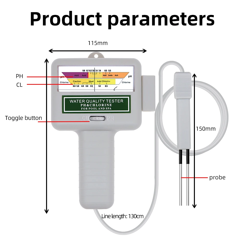 2 w 1 Tester miernika chloru PC-102 Tester PH jakości wody chloru urządzenie pomiarowe pomiaru CL2 dla akwarium basenowego