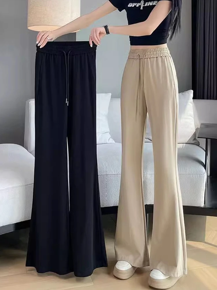 

plus Size Flared Pants High Waist Slimming Casual Thin Women's Summer Lightweight Loose Versatile Comfortable Long Trousers