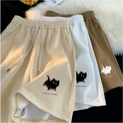 Oversized Shorts Men Gaussian Blur Scares Kittens Print Shorts High Street Couple Five-point Shorts Basketball Short Pants