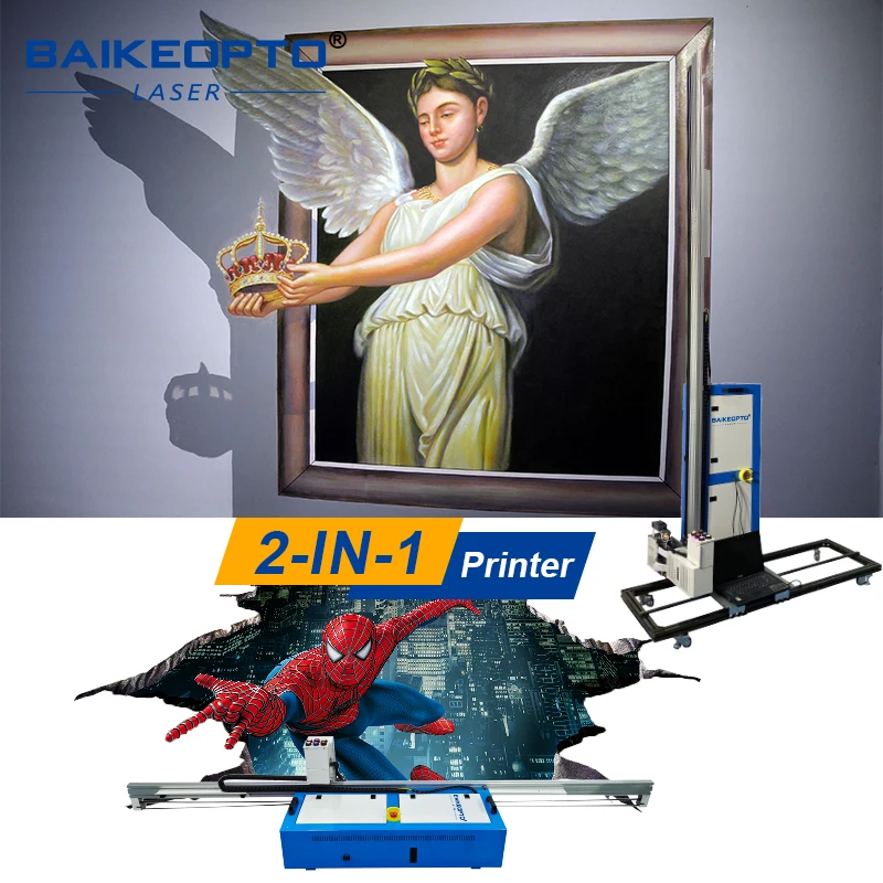 

Принтер для стен и пола 2 в 1, 3D УФ-машина для настенной живописи, 5-цветная струйная машина для настенных принтеров