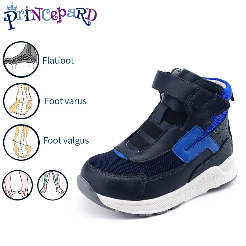 Boys Orthopedic Shoes Kids High Back Ankle Support Casual Sneakers Winter Spring Leather Correction Footwear for Foot Care