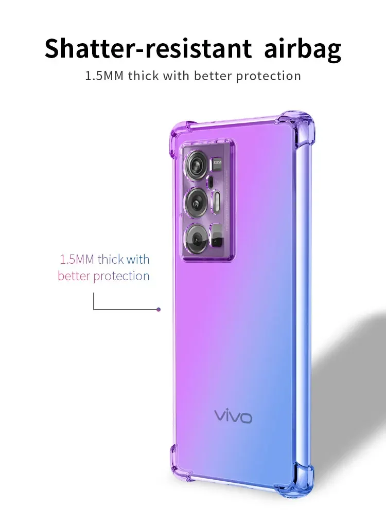 Case for Vivo X70 Pro Plus X60 Pro X50 X30 V27 Pro Vivo S15E Clear Cute Gradient Slim Anti Scratch Flexible TPU Shockproof Cover