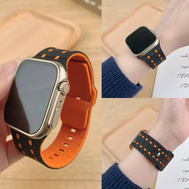 For Apple watch bands Silicone Strap 45mm 41mm 44mm 49mm 40mm 38 42mm 46mm bracelet correa iwatch Series 10 9 8 7 6 5 3 SE Ultra