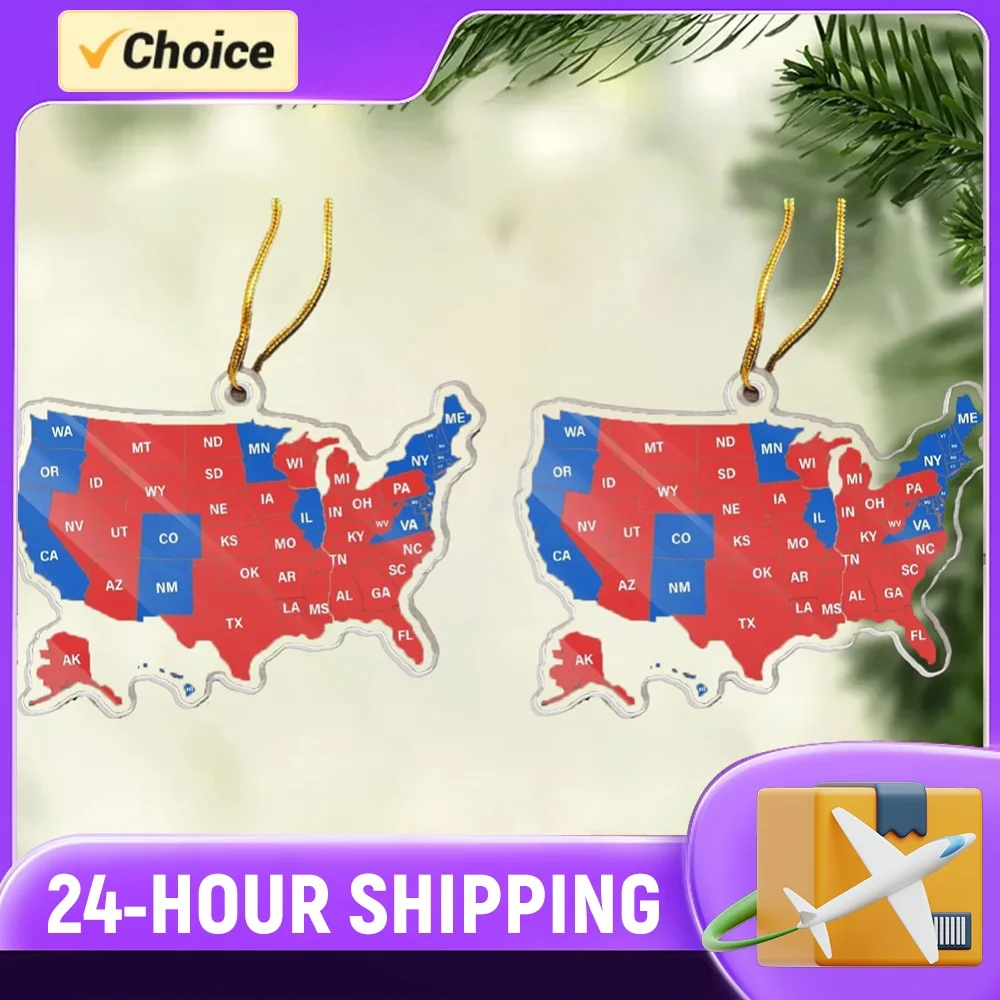2024 US Election Map Ornament Acrylic Election Map Christmas Ornament Presidential Election Map Christmas Holiday Ornaments 2024