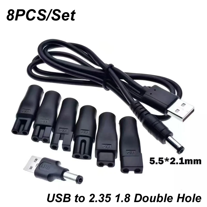 8 szt. Gniazdo męskie USB 5521 55*21 DC do 2.35 1.8 z podwójnym otworem 2-bolcowy przewód Plug Adapter do ładowania do golarki Pentium maszynka do