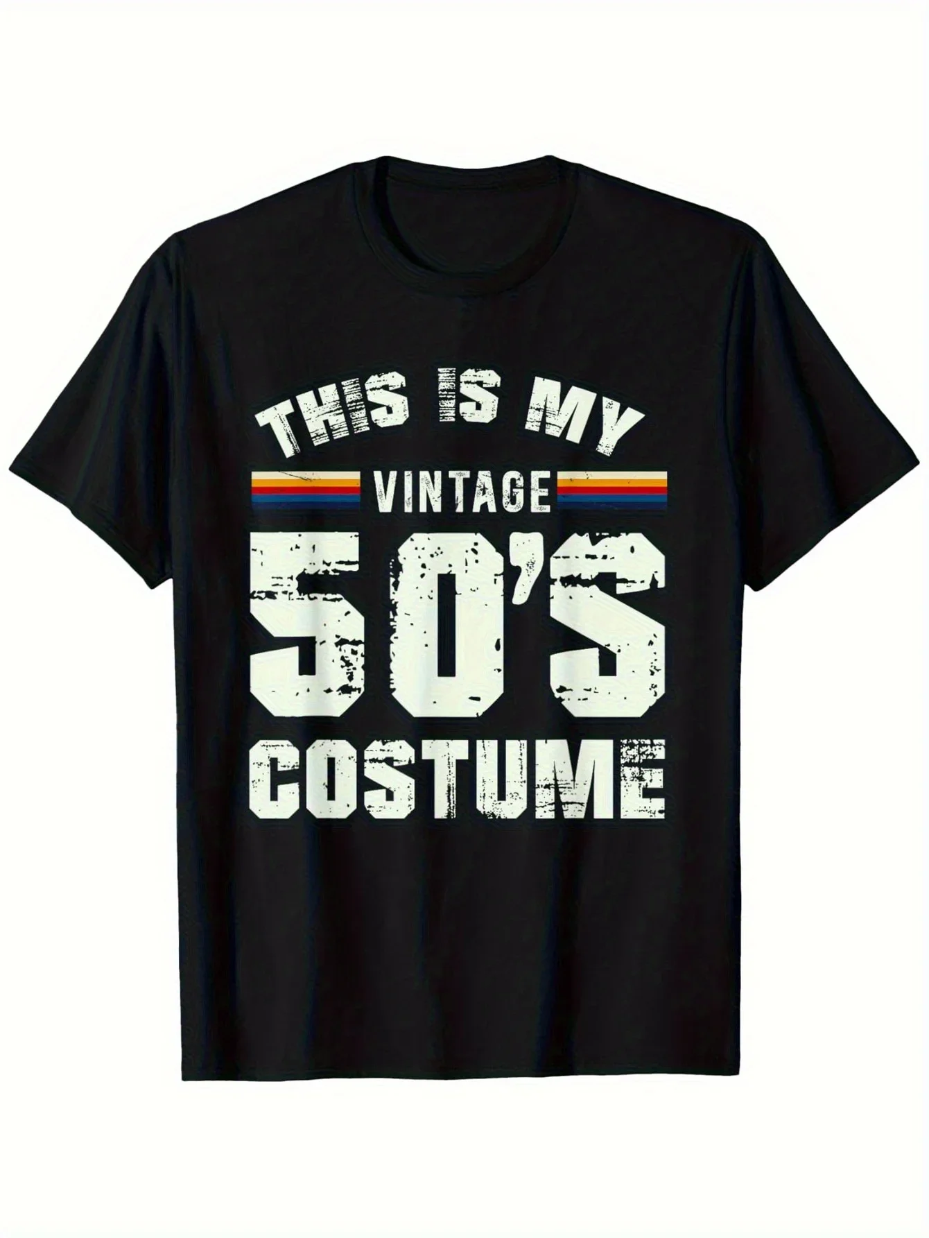 New A Men'S Vintage 1950S Style Print T-Shirt - Featuring a Stylish Round Neck, Comfortable Casual Wear, Perfect for Outdoor Par