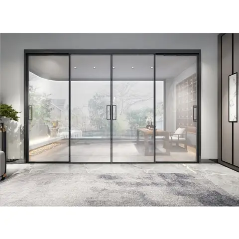 Black Minimalist Design Thin Frame Aluminum Patio Other Doors Glass Sliding Door