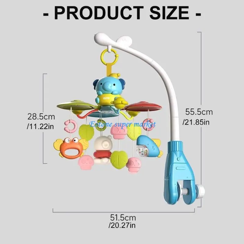 090B 회전 뮤직 박스 유아용 침대 모바일 교수형 장난감 유아 시각 및 청각 자극 아기 젖니가 남 릴리프 딸랑이 장난감