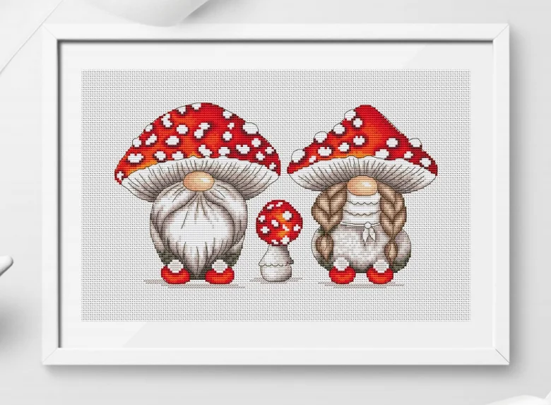 Embroidery Cross Stitch Kits Craft DIY Needlework Cotton Canvas 8-Mushroom Dwarf 36-25 32CT 28CT Metallic aida