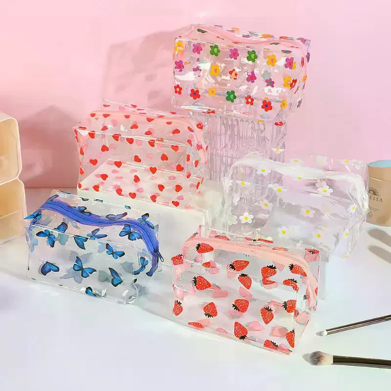 حقيبة مكياج شفافة بتصميم إبداعي للنساء، منظم حقيبة حلوة، حقيبة مستحضرات تجميل لطيفة ذات سعة كبيرة، حقيبة أحمر شفاه محمولة #3