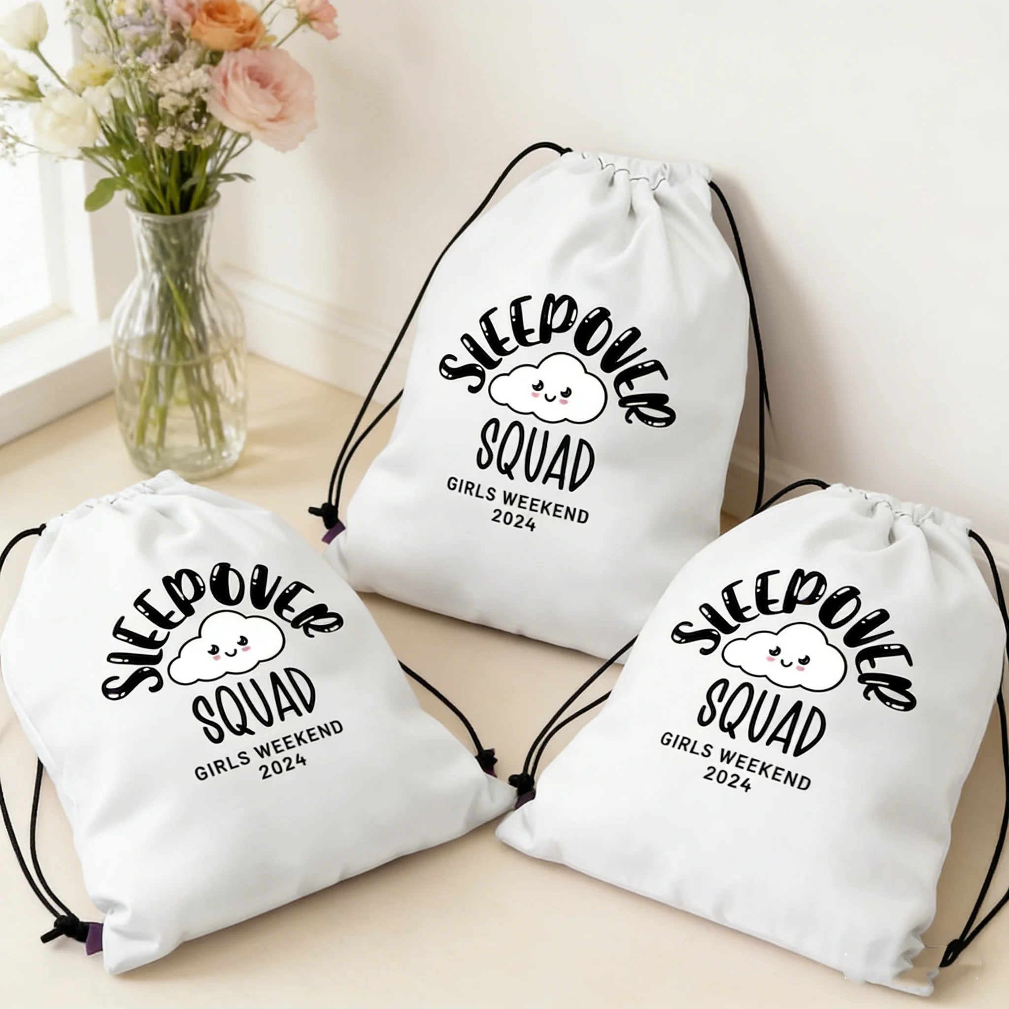 25 Sacolas Personalizadas para Festa do Pijama, Sacolas de Lembrancinhas para Festa do Pijama, Sacolas para Despedida de Solteira e Viagens de Férias para Meninas