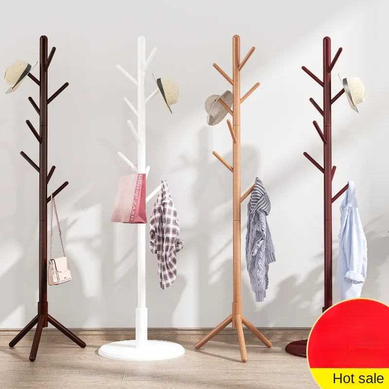 

Solid wood clothes and hats rack, living room hanging clothes rack, household single vertical hanging bag rack