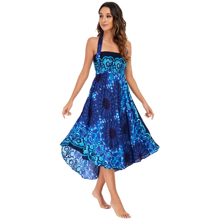 Maxi Boho Lange Röcke für Damen Bohemian Rock mit Blumenmuster Gypsy Boho Hippie Yoga Urlaub Strand – Detail 30