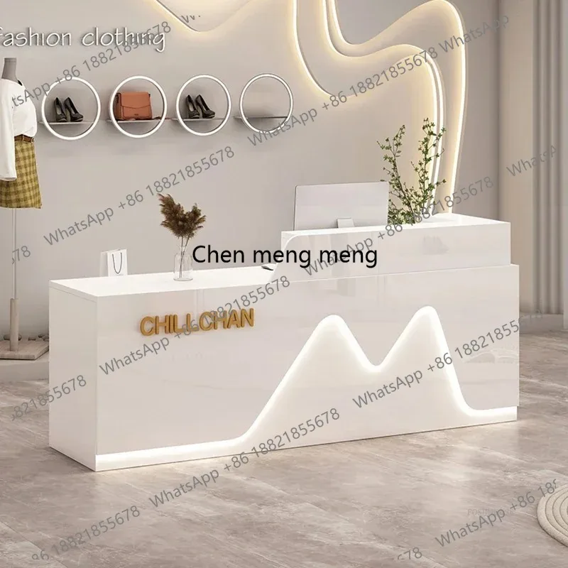 

Counter Reception Table Tempered Glass Desk Luxurious Office Dhome Furniture Luxury Administrator Stand Bureau Meuble Atelier