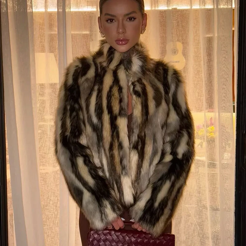 TFMLN خمر معطف الفرو الصناعي المرأة شيك عادية أفخم واحدة الصدر جواكت شتوية للنساء 2025 جديد الشارع ملابس خارجية دافئة #3