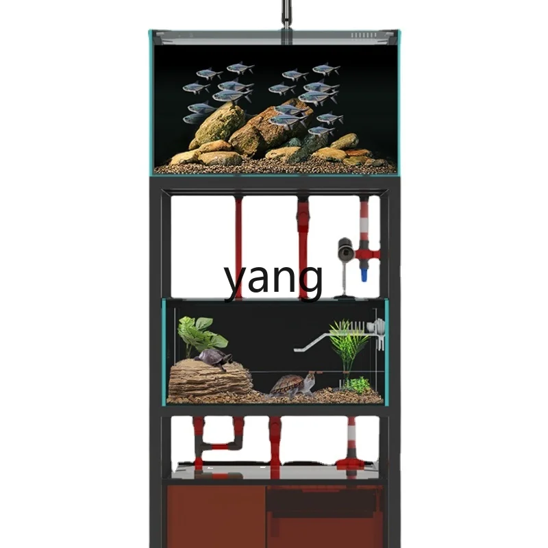 Yhl Living Room Home Tank Amphibious Tank Double Layer Change Water Stream Turtle Jar Glass Lower Filter