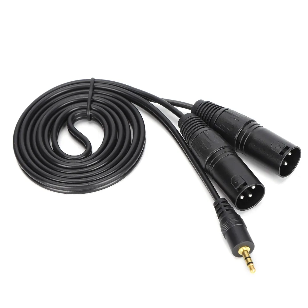 1/8 Inch to 3-Core Double XLR Microphone Cable Plug and Play Audio Adapter Cable 3.5mm Connector to Dual XLR 3 Pin Male Adapter