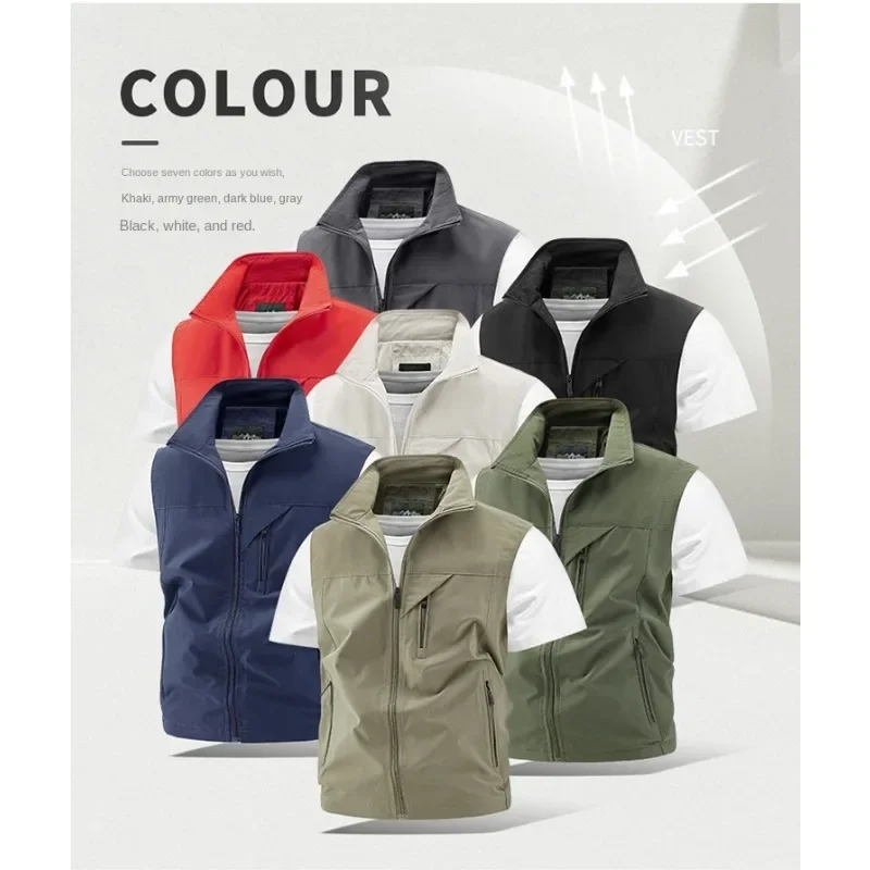 

Vest Work Multi-pocket Windbreaker Men's Tactical Hunting Embroidered Plus Size Outerwear Waterproof Vests Sleeveless Jacket MAN