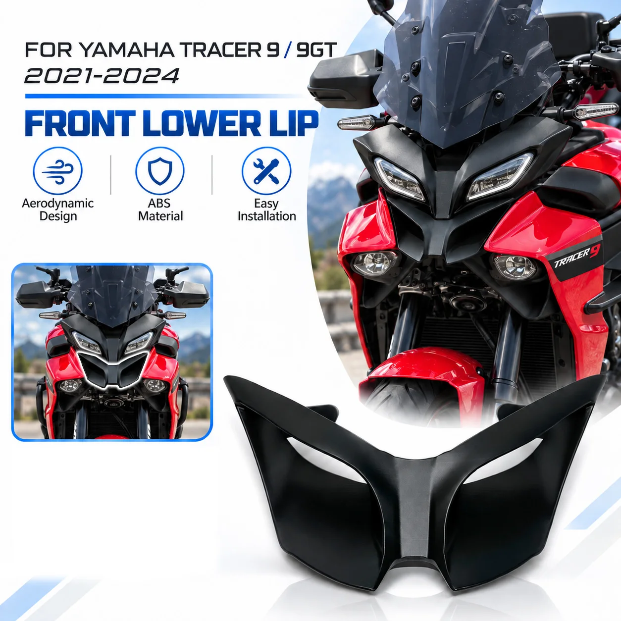 For YAMAHA TRACER 9 / TRACER 9GT 2021-2023 2024 Motorcycle Front Spoiler Lower Spoiler Lower Lip Downforce Naked Frontal Spoiler