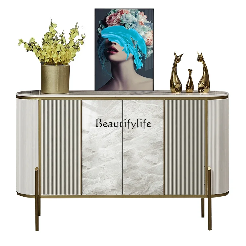 

LD33Living Room Locker Post-Modern New Chinese Style Stone Plate Marble Dining Edge Light Luxury Entrance Cabinet