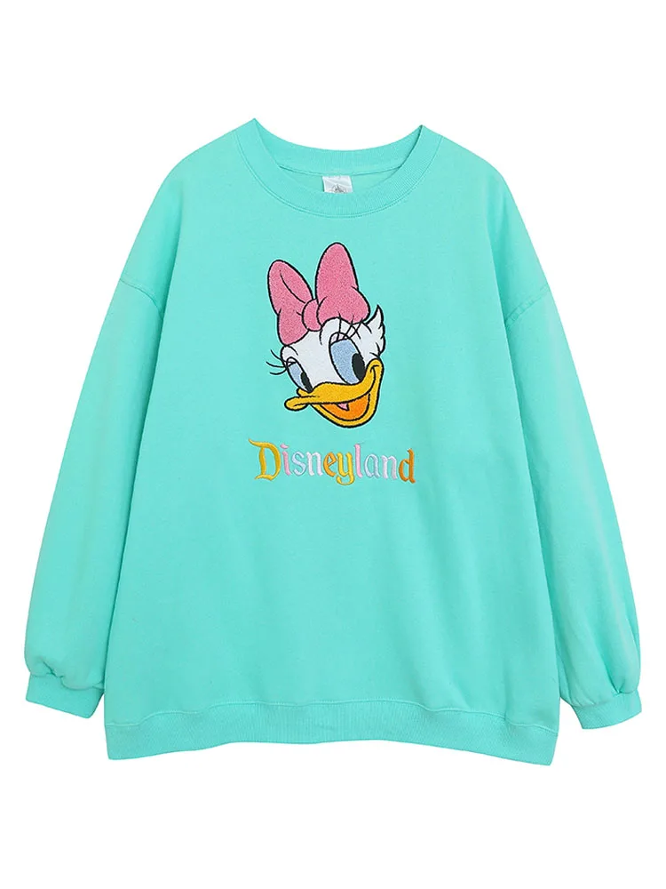 Disney World Disneyland Borduren Sweatshirt Dames Casual Fleece Jumper Mickey Daisy Duck Cartoon Losse Trui Top O Hals