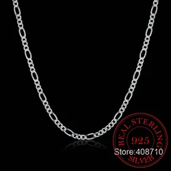 Italy Made 925 Sterling Silver Figaro Chain 2mm Slim Choker Necklace Women Jewelry kolye collier collares ketting Colar 40-60cm