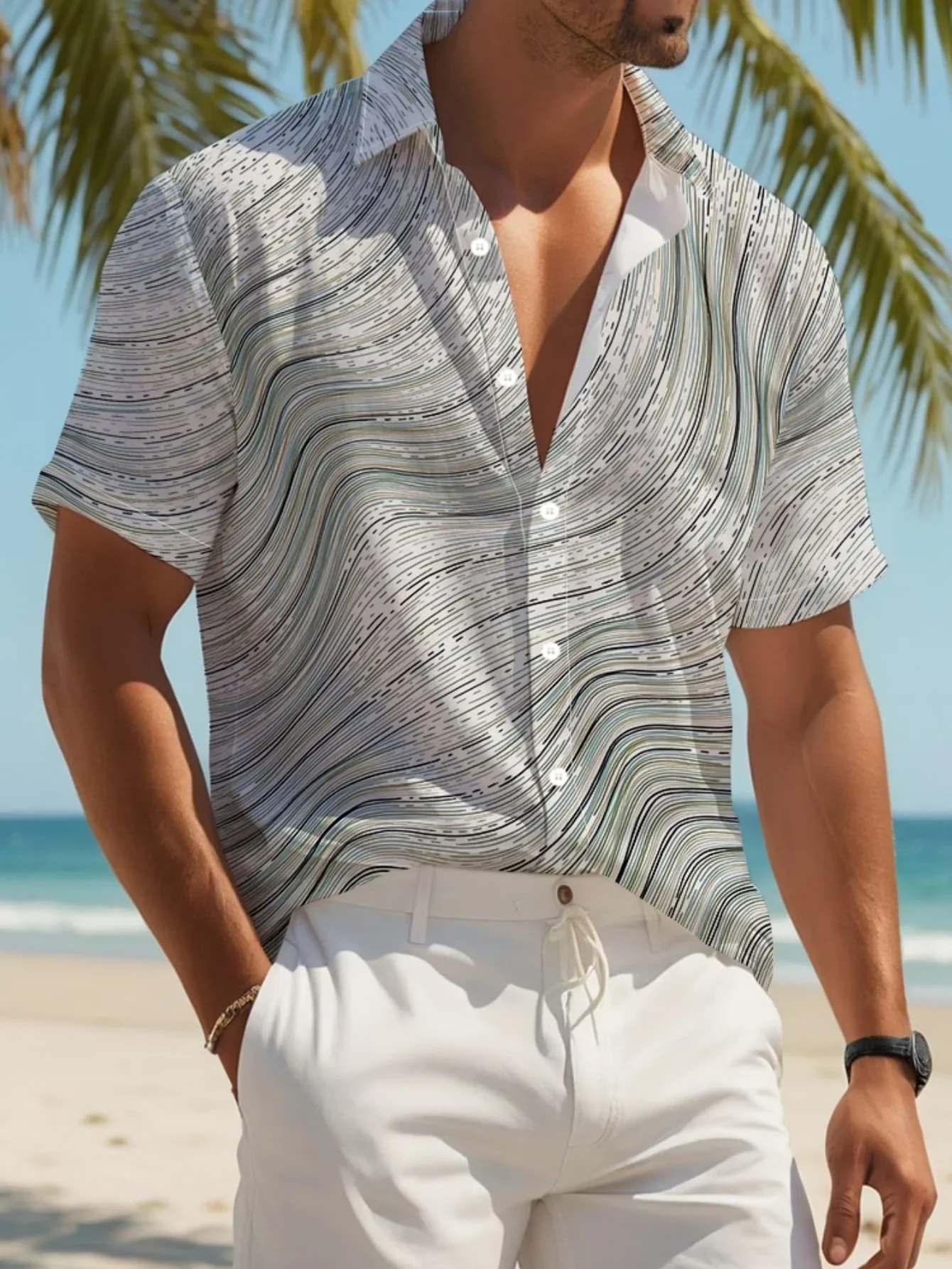 

Men's High Street Vacation Hawaiian Shirt Summer Man Short Sleeve Graphic Print Casual Fashion Beach Party Tops