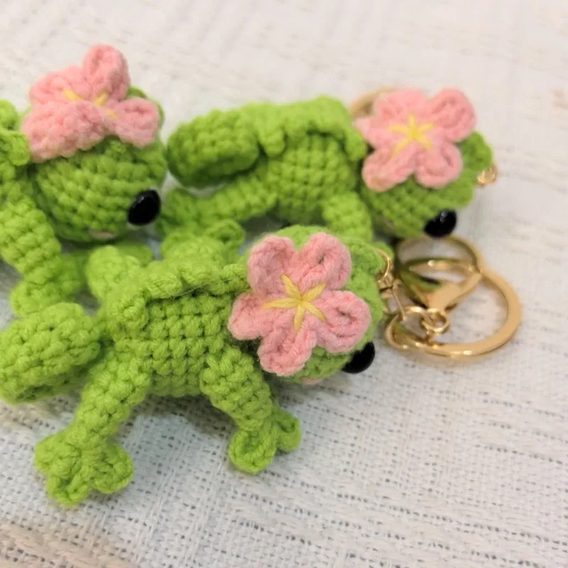 Cute Lizard Charm Keychains Cartoon Mini Hand Knitted Car Keyring Lovely Backpack Handbag Pendant Couple Keyholder