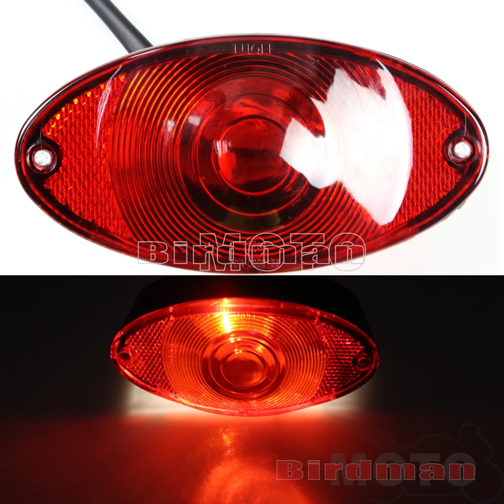 Unviersal Motorcycle Tail Light Red Cat Eye Taillight Rear License Plate Brake Stop Lamp For Cafe Racer Chopper Bobber Custom