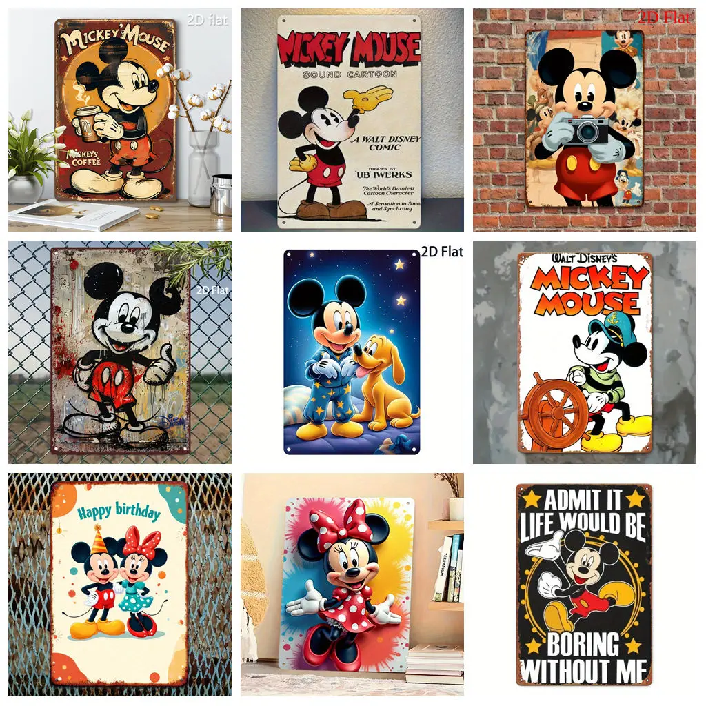 

Miniso Display of Mickey - style Disney Decor Poster Tin Sign Metal Sign Decorative Plaque for Pub Bar Club Wall Decoration