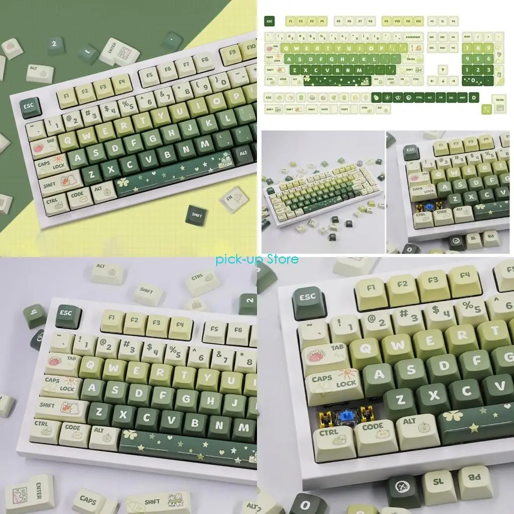 

Q5WA Light Green Keycaps DyeSub PBT XDA Keycap for 61 64 68 75 84 96 980 104 108
