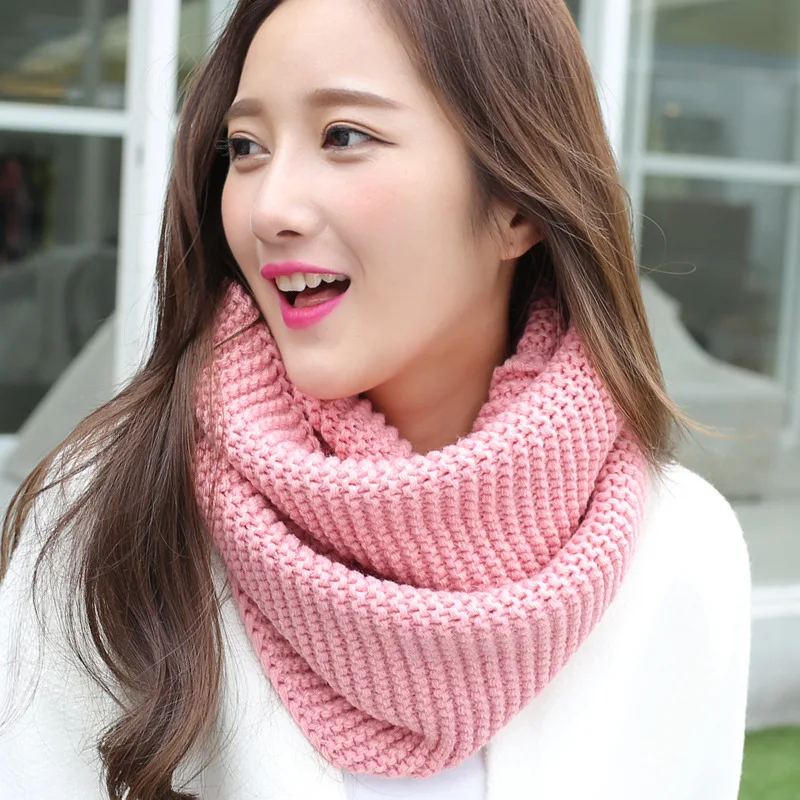 

Autumn and winter wool knitted scarf warmth thickened solid color women's scarf winter