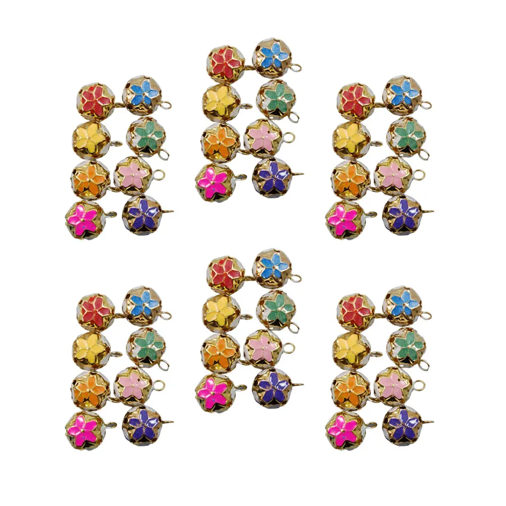 

100 pcs Cherry Blossom Hanging Bell Accessories Vintage Ornaments Crafts DIY Hollow Decor Pendant Keychain Japanese Style
