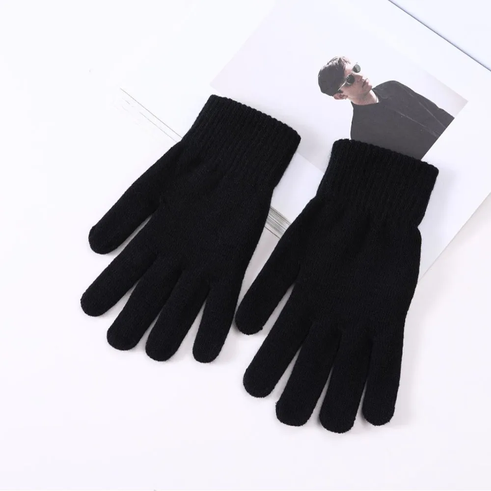 Winter Knitted Plush Gloves Women Men Autumn Thickened Solid Color Full Finger Mittens Hand Warmer Gloves Couple Cycling Gloves