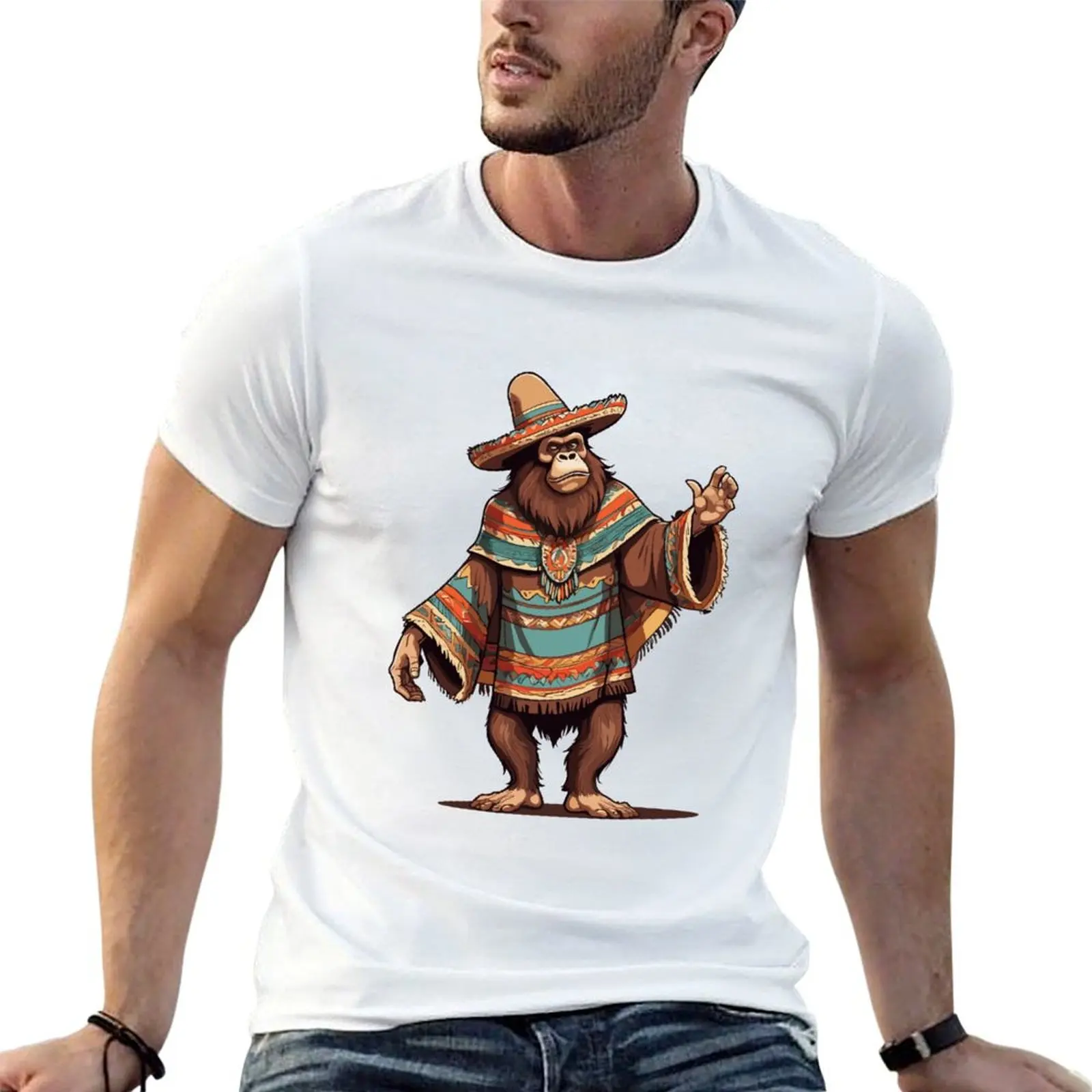 Sombrero man T-Shirt prints Sasquatch t cotton shirts With pack shirts with t Bigfoot Mexican for