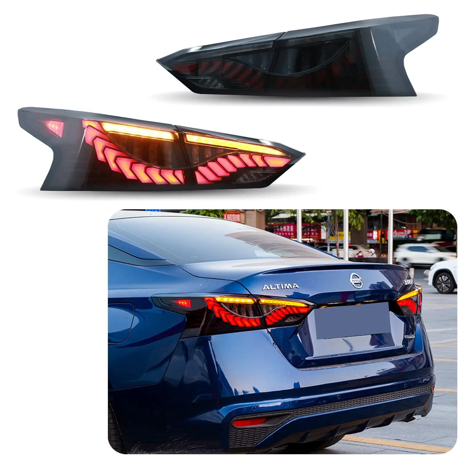 

LED Tail Lights For Nissan Altima 2019-2022 With Start Up Animation Sequential Turn Signal Rear Lamps Assembly