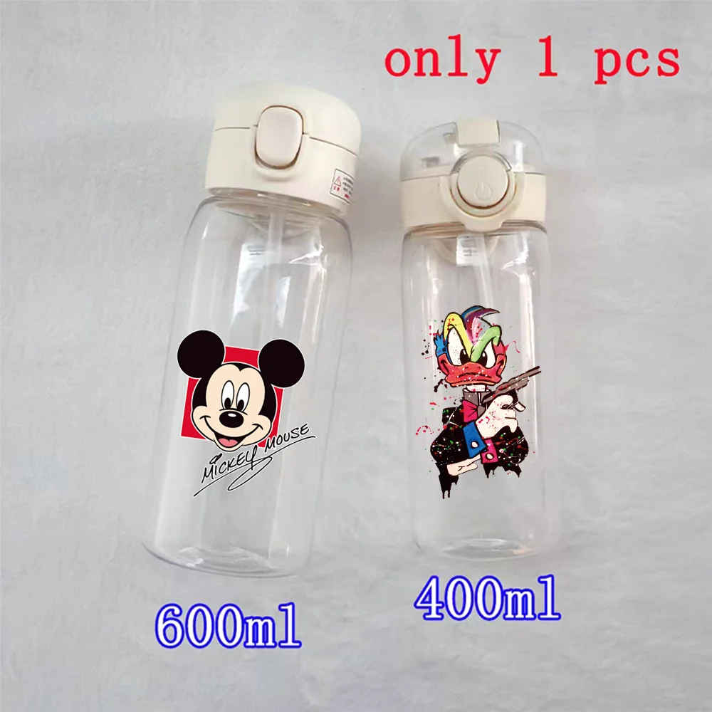 Disney Mickey Mouse Donald Duck 400-600ML Water Cup Large Capacity Portable PcLeak Proof Resistant Plastic Drinking Water Bottle