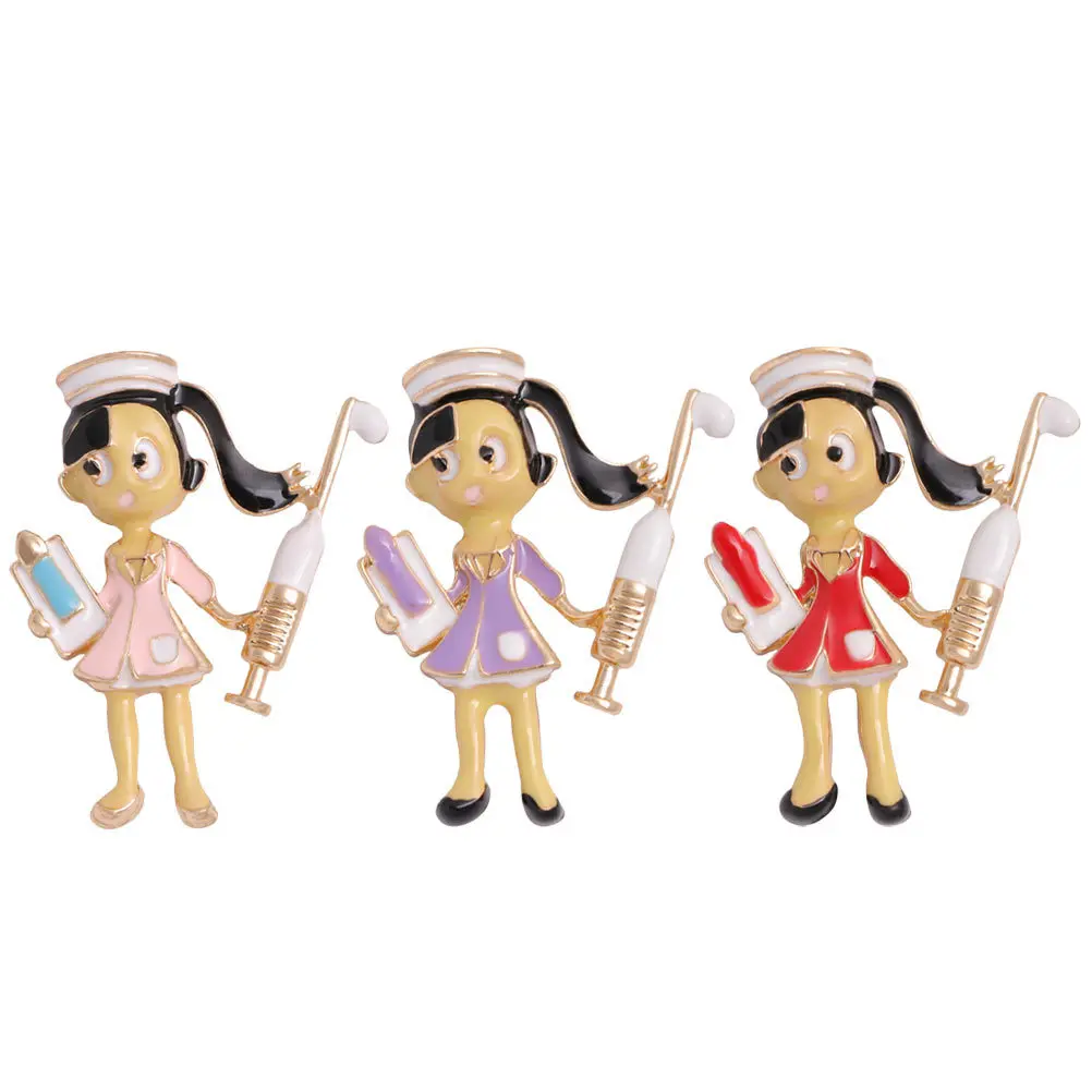 

3Pcs Female Nurse Breastpin Alloy Brooch Pin Decorative Clothes Accessories Elegant Ornament for Wedding Work Dinner Date