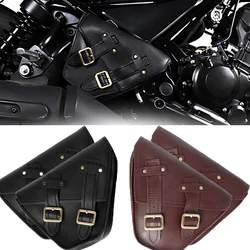 Universal Motorcycle Tool Bag Faux Leather Waterproof Saddlebag Side Pannier Retro Sissybar Pack