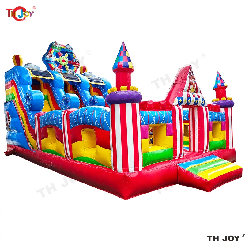 15x8m Circus Clown castle inflatable bouncer slide funcity, Ferris Wheel Inflatable Bouncy Castles, inflatable playground combos