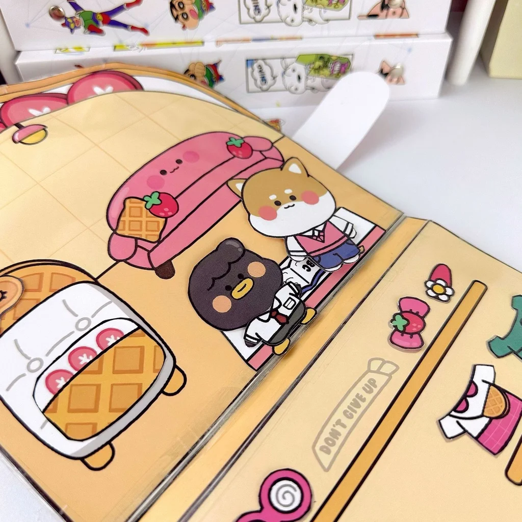 Sanliou Bakery Ice Cream Car Waffle Bakery Convenience Store Children\'s Quiet Book Pinch Joy Handmade DIY Cutaway Free Toys