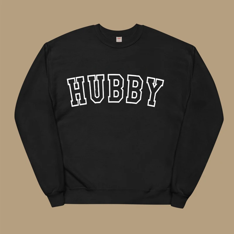 Hubby Wifey Couple Clothes Cotton Lover Owner Streetwear Sweatshirts Unisex Men and Women Kawaii Clothes Loose Black Jumpers