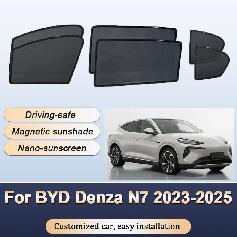 Sun Shades For BYD Denza N7 2023 2024 2025 Sunshades Magnetic Heat insulation Mesh Windows Curtains Visor Car Accessories