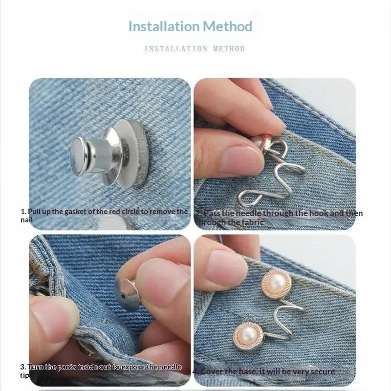 1 Paar Blumen-Schnallen zur Hosenengrenzung, abnehmbare Taillenknöpfe, Gürtelzubehör, Hosenclips, kein Nähen erforderlich. – Detail 6